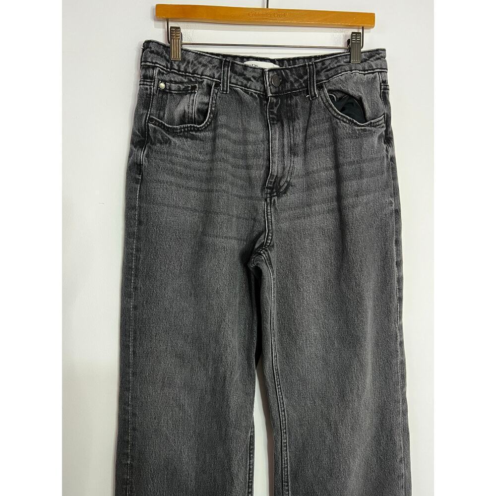 ZARA Black Stone Wash High Rise Straight Leg 100% Cotton Jeans Sz US 10